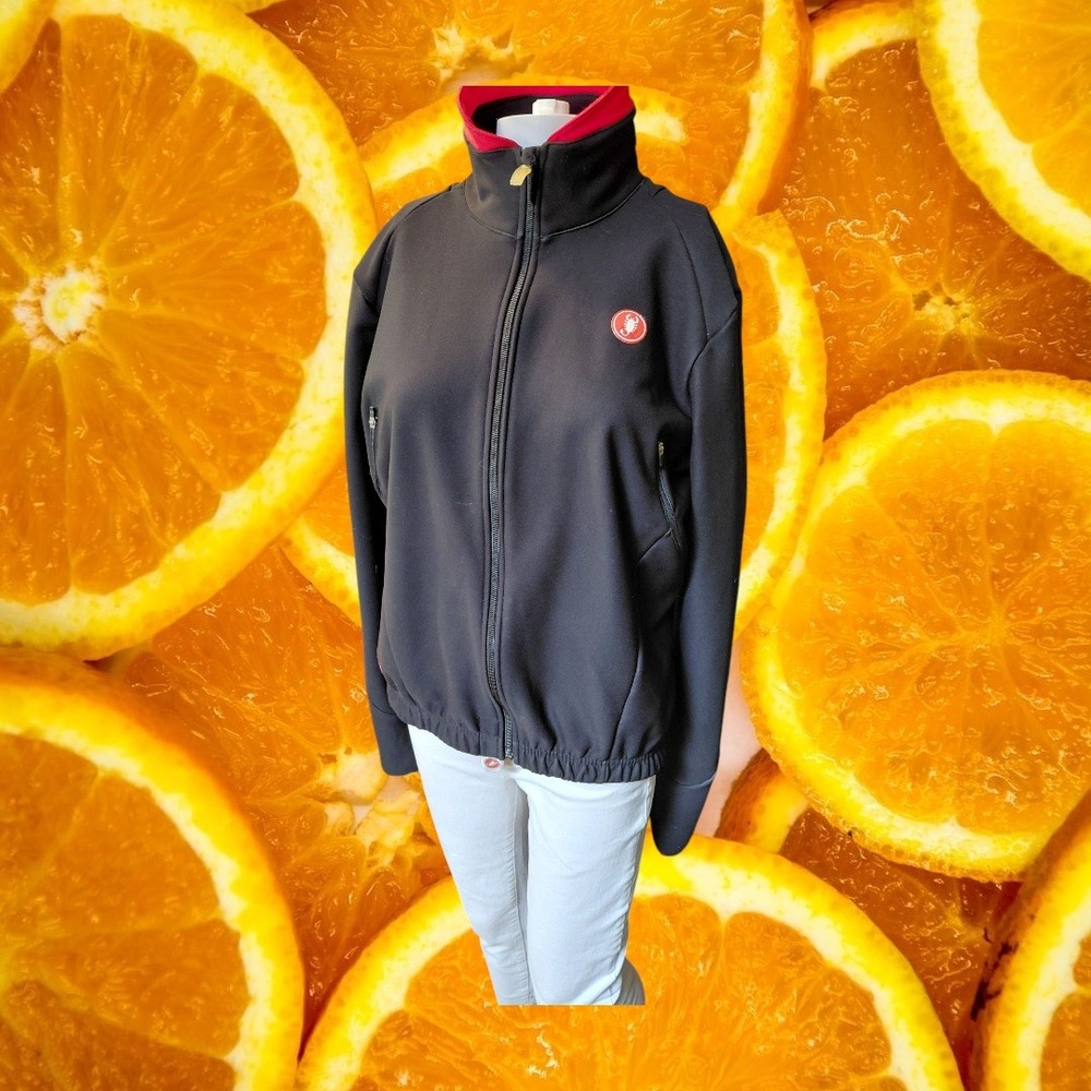 Castelli Rosso Corsa Windstopper Cycling Jacket Mens L Black Red Made in Italy